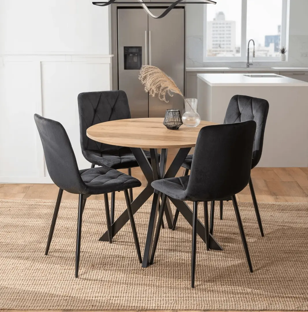 Обеденный набор 1+4 Mebel Elite Lauren 90 Robin (Golden Oak/Black)