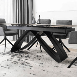 Обеденный набор 1+4 Mebel Elite Luigi 160/240 Paul (Grey Marble/Black/Dark Grey) Thumb