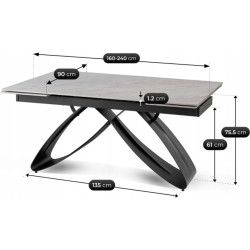 Обеденный набор 1+4 Mebel Elite Luigi 160/240 Paul (Grey Marble/Black/Dark Grey) Thumb