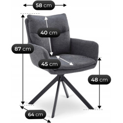 Обеденный набор 1+4 Mebel Elite Luigi 160/240 Paul (Grey Marble/Black/Dark Grey) Thumb