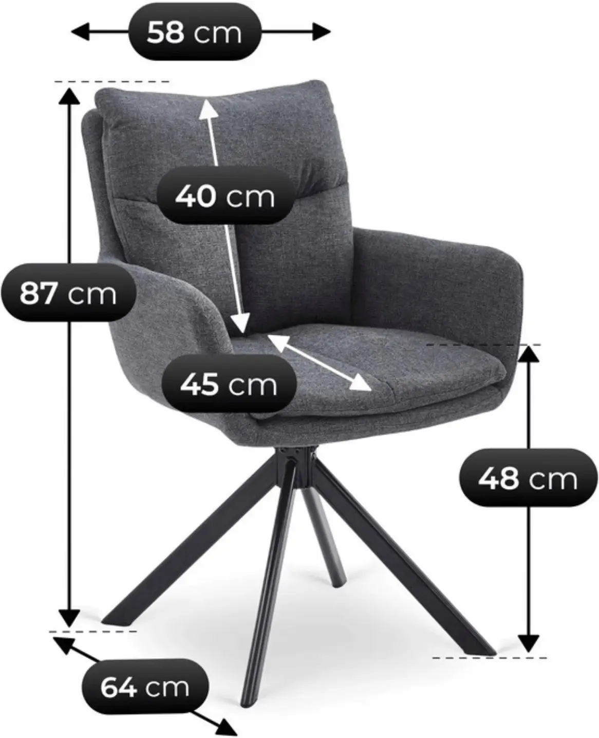 Обеденный набор 1+4 Mebel Elite Luigi 160/240 Paul (Grey Marble/Black/Dark Grey) - 10