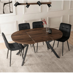 Обеденный набор 1+4 Mebel Elite Lukas 100/250 Peru (Walnut/Black) Thumb