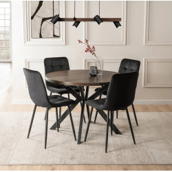 Обеденный набор 1+4 Mebel Elite Lukas 100/250 Peru (Walnut/Black)