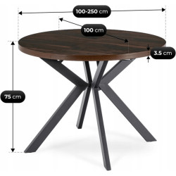 Обеденный набор 1+4 Mebel Elite Lukas 100/250 Peru (Walnut/Black) Thumb