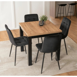 Обеденный набор 1+4 Mebel Elite Max 80/160 Peru (Craft Oak/Black)