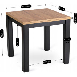 Обеденный набор 1+4 Mebel Elite Max 80/160 Peru (Craft Oak/Black) Thumb