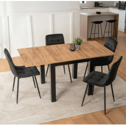Обеденный набор 1+4 Mebel Elite Max 80/160 Peru (Craft Oak/Black) Thumb