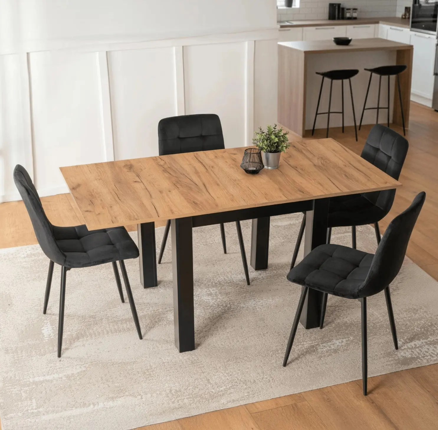Обеденный набор 1+4 Mebel Elite Max 80/160 Peru (Craft Oak/Black) - 10