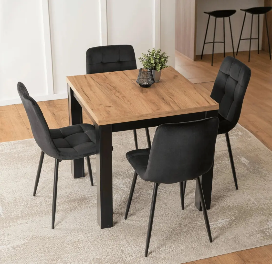 Обеденный набор 1+4 Mebel Elite Max 80/160 Peru (Craft Oak/Black)