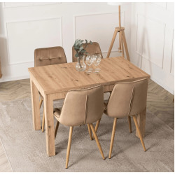 Обеденный набор 1+4 Mebel Elite Skubi 120/160 Rodri (Artisan Oak/Beige)