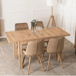 Обеденный набор 1+4 Mebel Elite Skubi 120/160 Rodri (Artisan Oak/Beige) Thumb