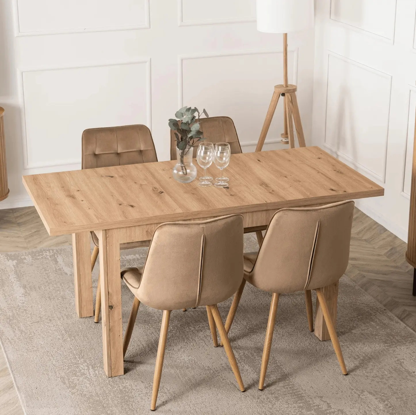 Обеденный набор 1+4 Mebel Elite Skubi 120/160 Rodri (Artisan Oak/Beige) - 10