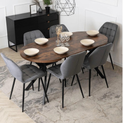 Обеденный набор 1+6 Mebel Elite Dorian 80/160 Lucky (Rustic Oak/Black/Grey) Thumb
