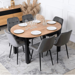 Обеденный набор 1+6 Mebel Elite Harry 102/142 Chris (Craft Oak/Black/Grey)