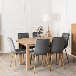 Обеденный набор 1+6 Mebel Elite Harry 102/142 Fredy (Artisan Oak/Grey)