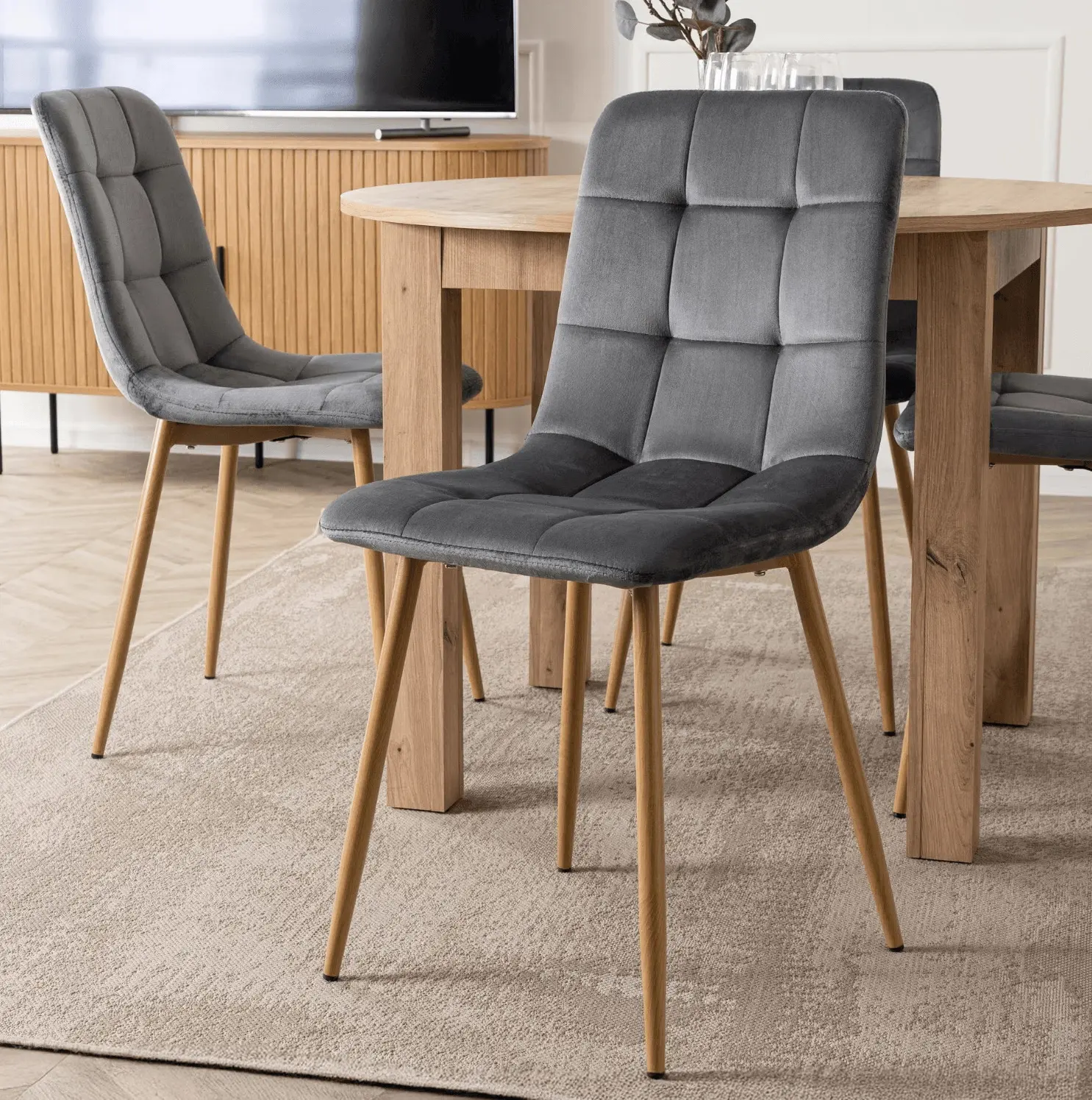 Обеденный набор 1+6 Mebel Elite Harry 102/142 Fredy (Artisan Oak/Grey) - 8