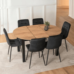 Обеденный набор 1+6 Mebel Elite Harry 102/142 Peru (Craft Oak/Black)