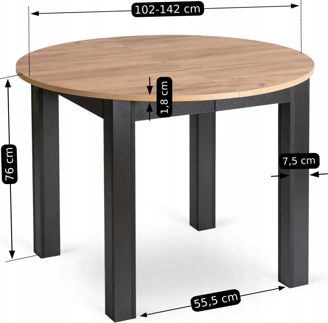 Обеденный набор 1+6 Mebel Elite Harry 102/142 Peru (Craft Oak/Black) - 5