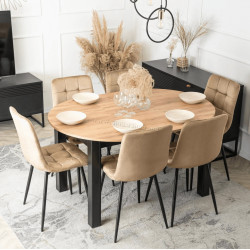 Обеденный набор 1+6 Mebel Elite Harry 102/142 Peru (Craft Oak/Black/Beige)