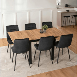 Обеденный набор 1+6 Mebel Elite Max 80/160 Peru (Craft Oak/Black)