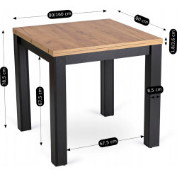 Обеденный набор 1+6 Mebel Elite Max 80/160 Peru (Craft Oak/Black) Thumb