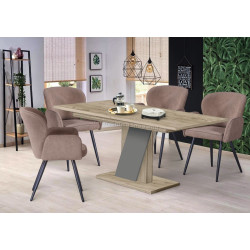 Set de sufragerie Modern Slider 140/180x80x80 Craft Oak Gray/Slate Gray + Fabrik Home Rio Light Brown (1+4)