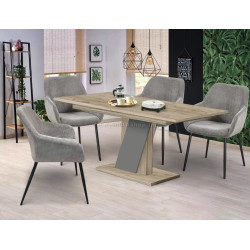 Set de sufragerie Modern Slider 140/180x80x80 Craft Oak Gray/Slate Gray + Fabrik Home Sam Light Grey (1+4)