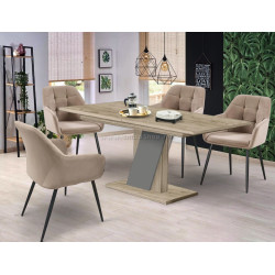 Set de sufragerie Modern Slider 140/180x80x80 Craft Oak Gray/Slate Gray + Fabrik Home Ugo Light Brown (1+4)