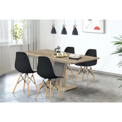 Обеденный набор Modern Slider 140/180x80x80 Craft Oak Gray/Slate Gray + Sunrise C-01 Black/Beech (1+4)