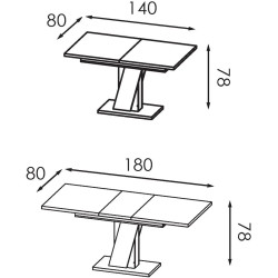 Set de sufragerie Modern Slider 140/180x80x80 Craft Oak Gray/Slate Gray + Sunrise C-01 Gray/Beech (1+4) Thumb