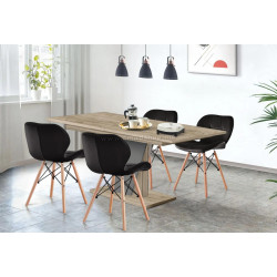 Set de sufragerie Modern Slider 140/180x80x80 Craft Oak Gray/Slate Gray + Sunrise C-22 Black/Beech (1+4)