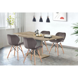 Set de sufragerie Modern Slider 140/180x80x80 Craft Oak Gray/Slate Gray + Sunrise C-22 Gray/Beech (1+4)