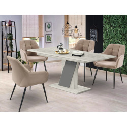 Set de sufragerie Modern Slider 140/180x80x80 Craft Oak White/Slate Gray + Fabrik Home Ugo Light Brown (1+4)