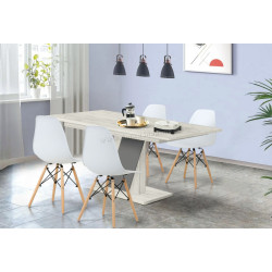 Set de sufragerie Modern Slider 140/180x80x80 Craft Oak White/Slate Gray + Sunrise C-01 White/Beech (1+4)