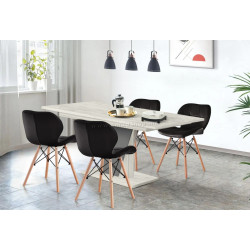 Set de sufragerie Modern Slider 140/180x80x80 Craft Oak White/Slate Gray + Sunrise C-22 Black/Beech (1+4)