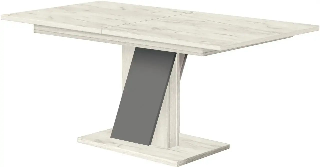 Set de sufragerie Modern Slider 140/180x80x80 Craft Oak White/Slate Gray + Sunrise C-22 Gray/Beech (1+4)