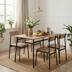 Set de sufragerie Modern Home Malmo 1+4 (Natural/Black)