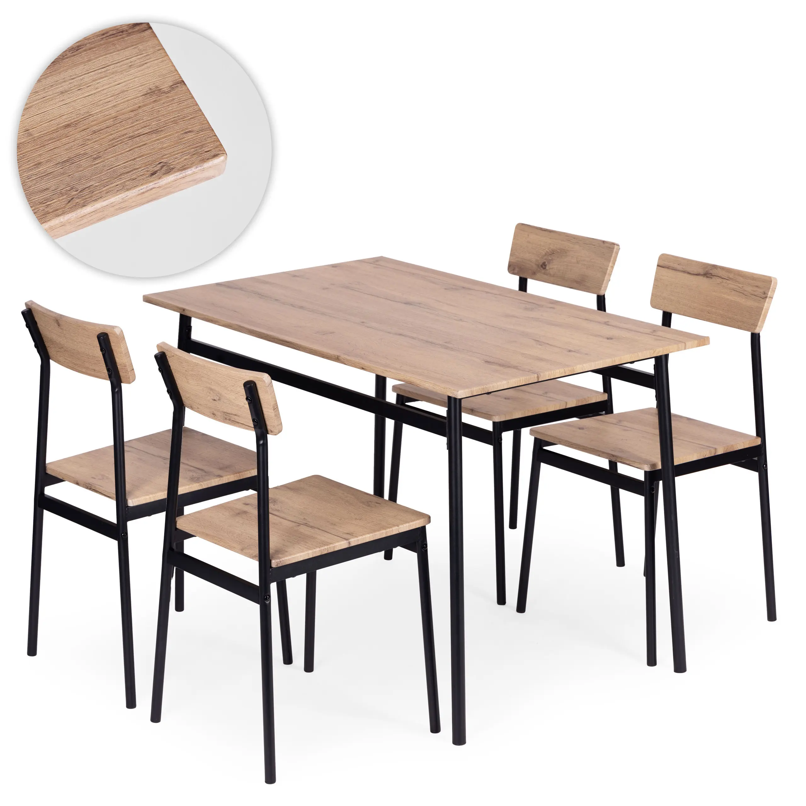 Set de sufragerie Modern Home Malmo 1+4 (Natural/Black)