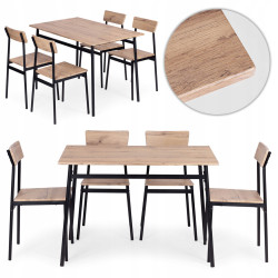 Set de sufragerie Modern Home Malmo 1+4 (Natural/Black) Thumb