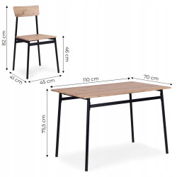 Set de sufragerie Modern Home Malmo 1+4 (Natural/Black) Thumb