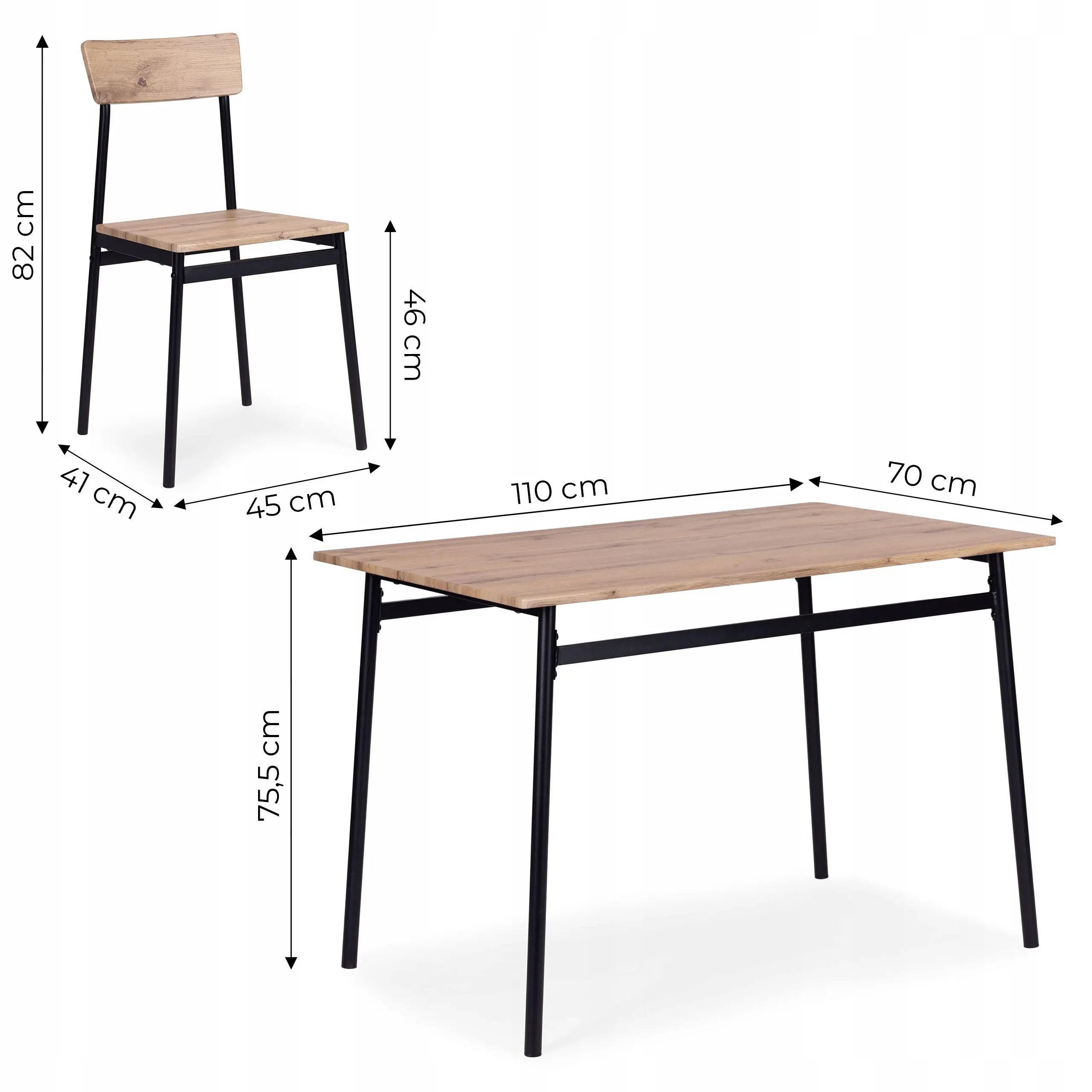 Set de sufragerie Modern Home Malmo 1+4 (Natural/Black)
