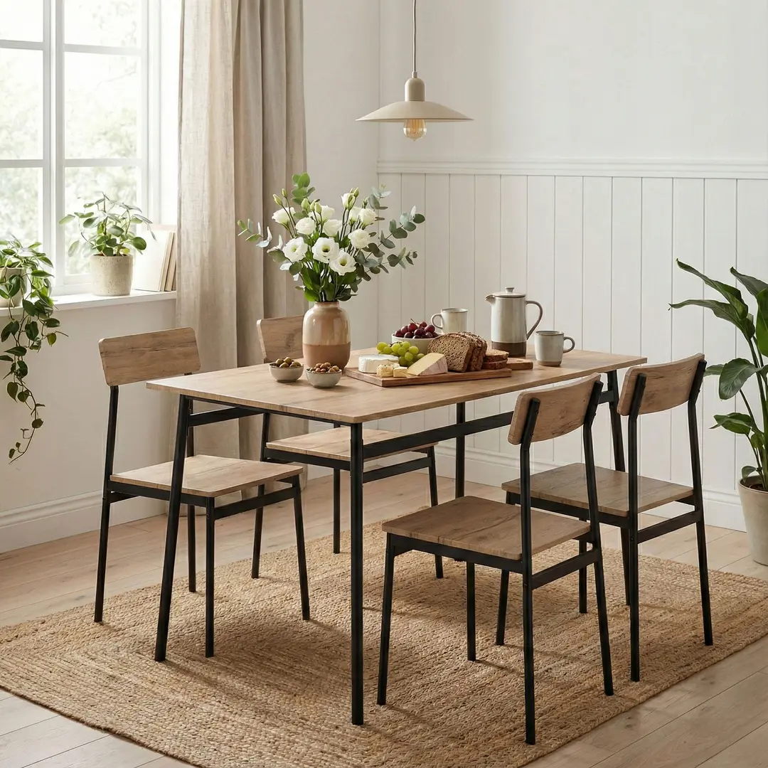 Set de sufragerie Modern Home Malmo 1+4 (Natural/Black)
