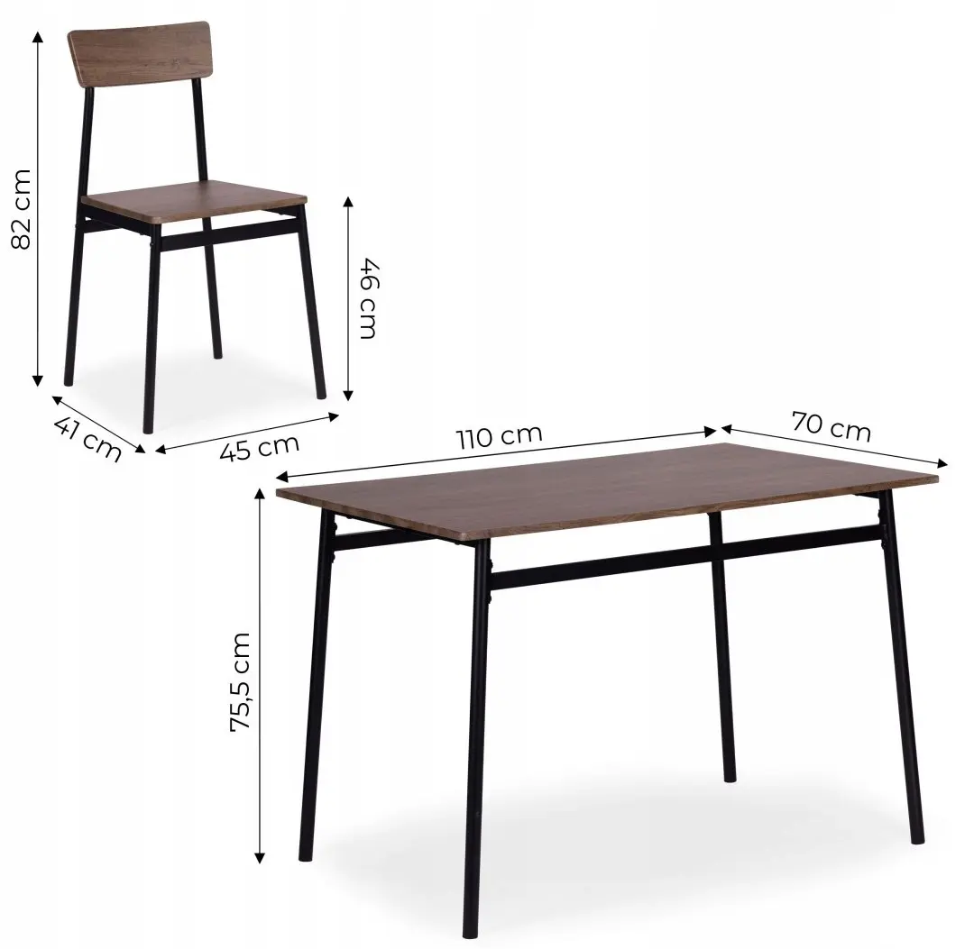 Set de sufragerie Modern Home Malmo 1+4 (Brown/Black)