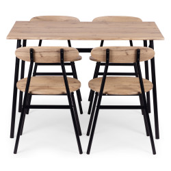 Set de sufragerie Modern Home Oslo 1+4 (Natural/Black) Thumb