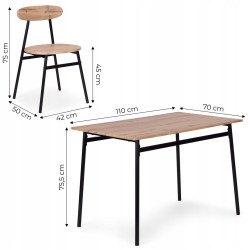 Set de sufragerie Modern Home Oslo 1+4 (Natural/Black) Thumb