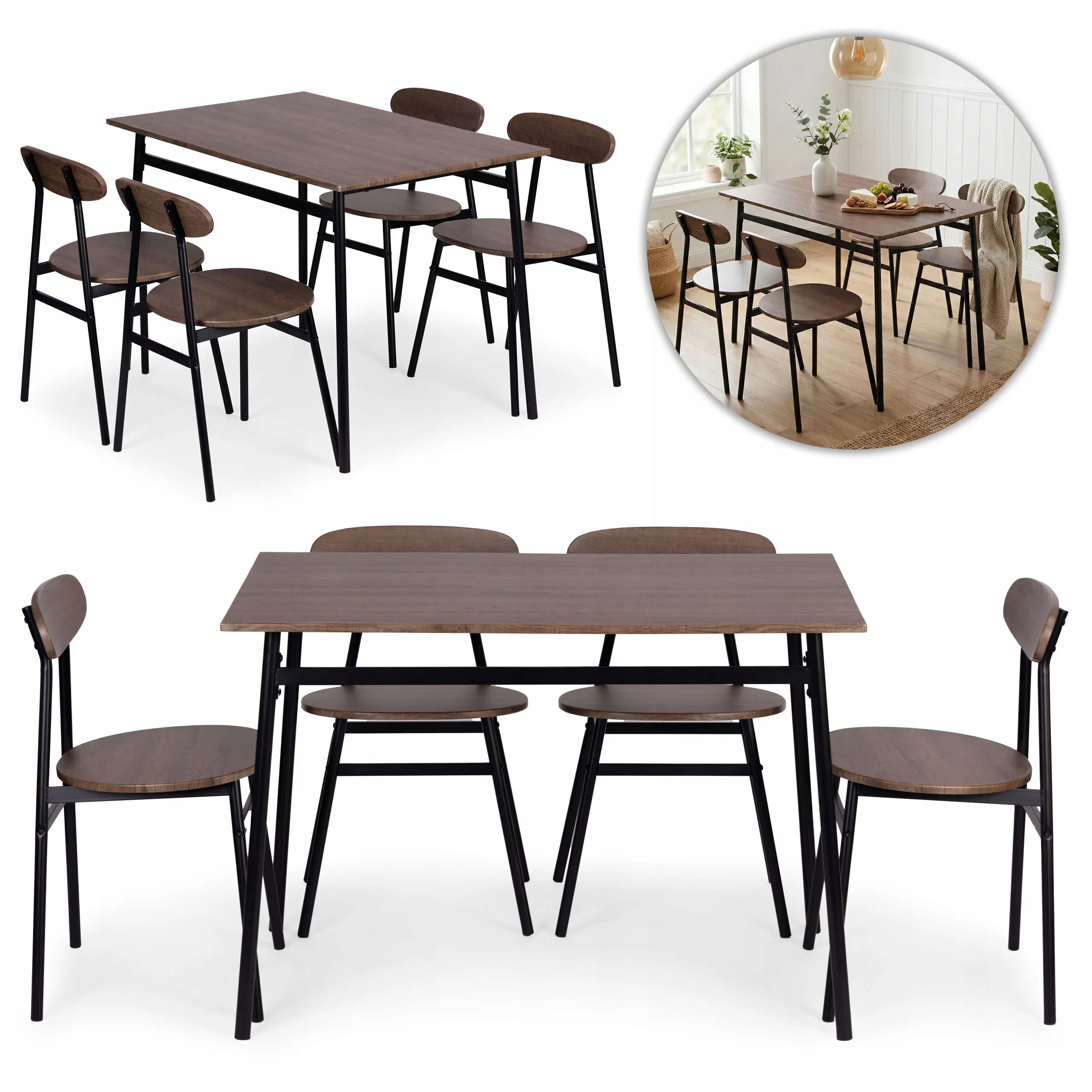 Set de sufragerie Modern Home Oslo 1+4 (Brown/Black)
