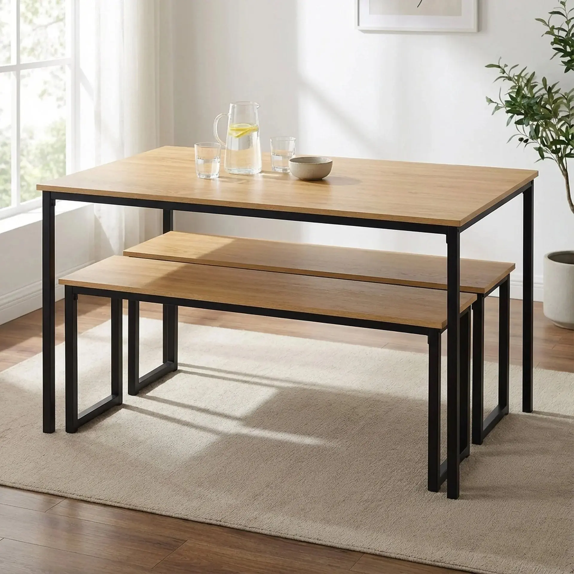 Обеденный набор ModernHome CZCY1106075T-MD-O 1+2 (Natura/Black) - 5