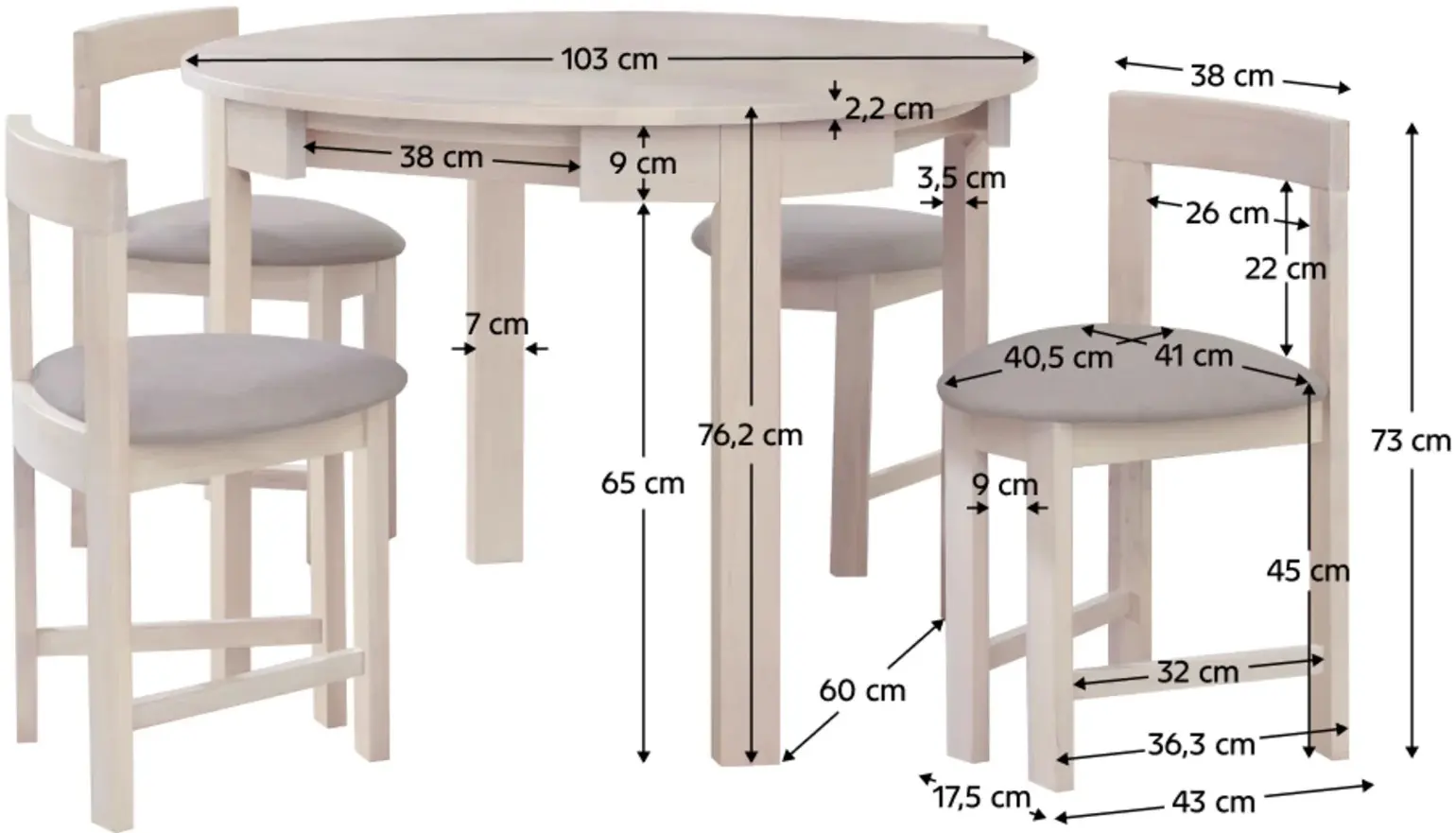 Обеденный набор Tempo Kondela Domio 1+4 (Beige/Grey) - 4