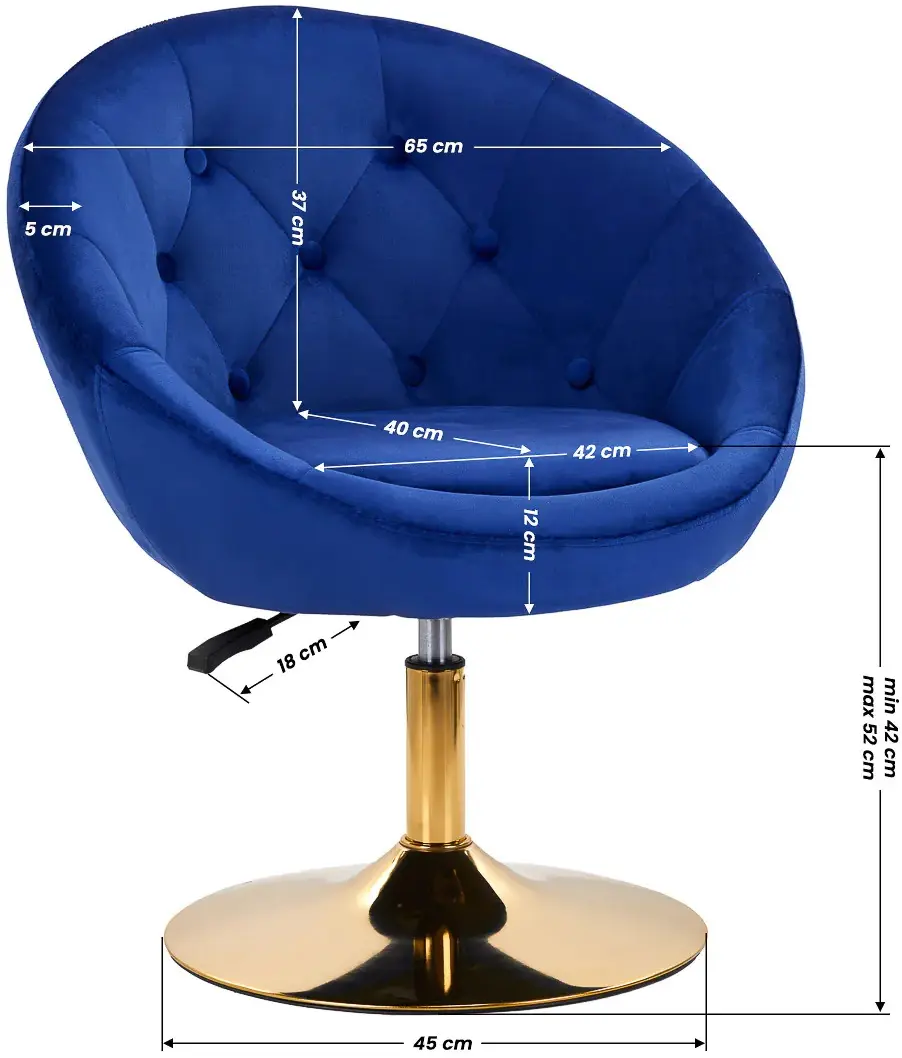 Кресло 4Rico QS-BL12G 148145 Velvet (Dark Blue/Gold)