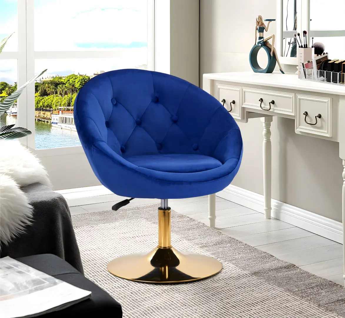 Кресло 4Rico QS-BL12G 148145 Velvet (Dark Blue/Gold)